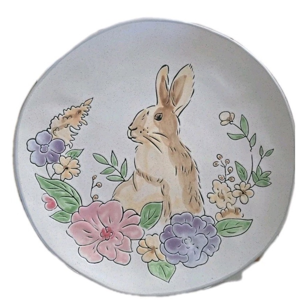 3 SPECTRUM SPRING SZ L 11" FLOWER MATTE FINISH‎ BUNNY DINNER PLATE Cottagecore